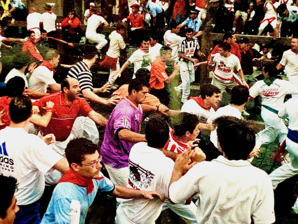 Running with the Bulls in Pamplona, Spain