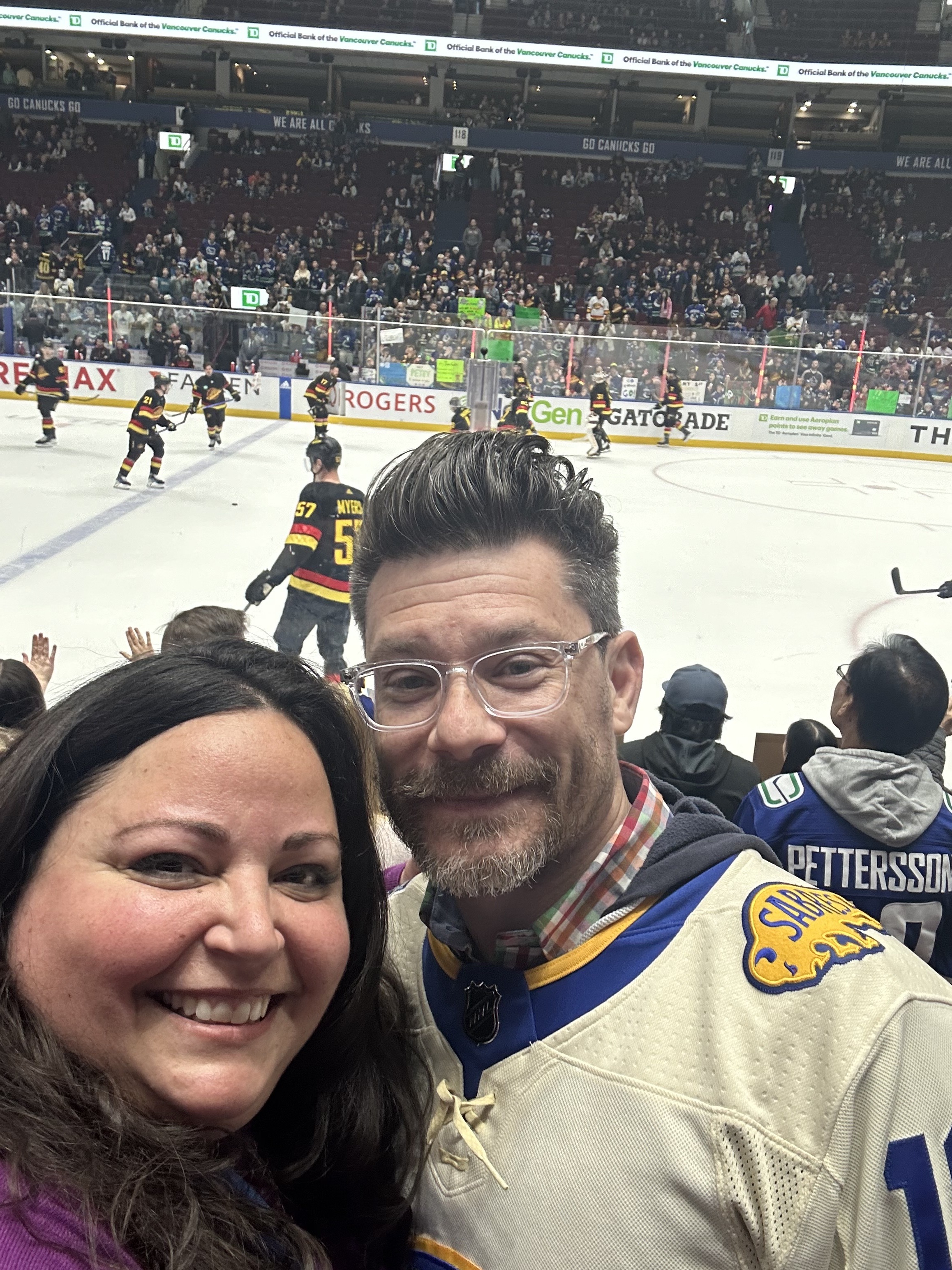 Dan and Katie at Vancouver Canucks game
